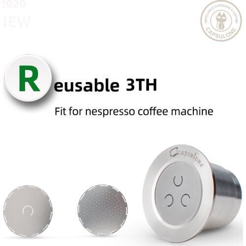 Capsulone 3rd STAINLESS STEEL Metal Capsule Compatible Nespresso Machine Refillable Reusable smooth capsule 1pcs