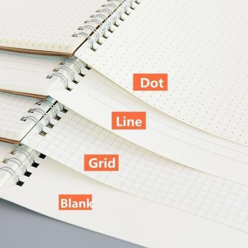 Kawaii Journal A5 Spiral Notebook Kraft Agenda Daily Planner Grid Dot Blank Line Dot DIY Drawing Stationery Kpop Office Supplies