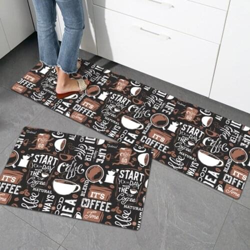 Coffee Series Long Kitchen Carpet PVC Leather Durable Hallway Bath Floor Mat Easy to Clean Oil-Water Proof Anti-Slip Area Rugs