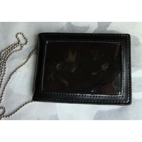 Leather Badge ID Card Wallet Holder Case With Neck Chain