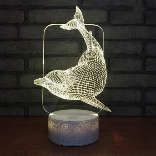 Dolphin Creative Table 3d Night Lamp Touch Crack Dolphin Usb 3d Lamp Led Colorful Acrylic Shark Led Night Light