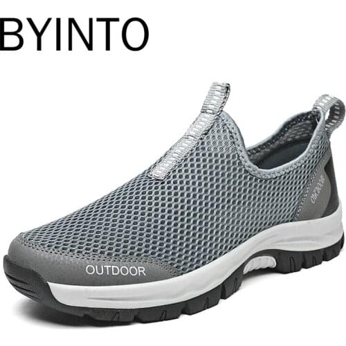 Big Size 39-48 Summer Men Sport Hiking Shoes Breathable Hollow Mesh Sneakers Slip-on Wading Camping Men Trainers Tenis Masculino