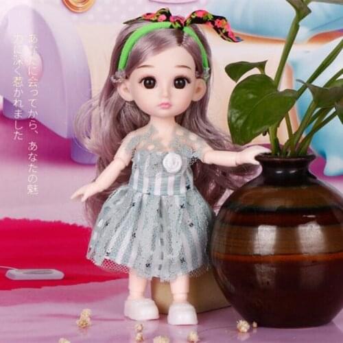 16cm Lovely Brown Wig Dress Up Princess Play House Doll With Hair Band Girl Toy Kids Gift