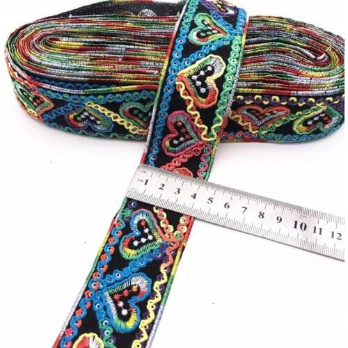1 Yards Sequins Embroideried Lace Trims Ribbon Ethnic Webbing Tapes for Clothes Shoes Decor DIY Sewing