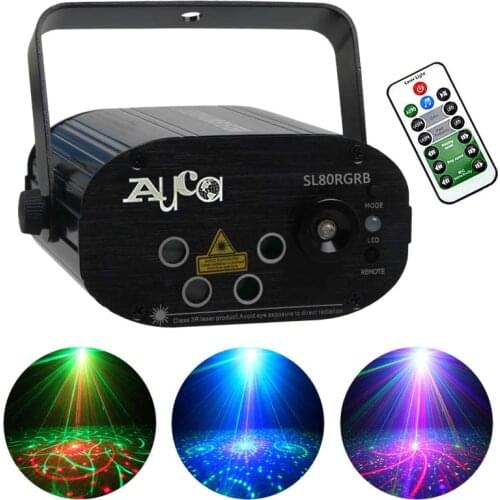 Mini Remote RGRB 4 Lens 80 Gobos Laser Lights Blue LED Stage Lighting Party Xmas Home Professional Adjust Speed Lamp SL80RGRB