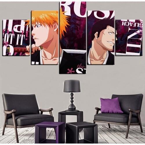 Modular Hd Prints Picture Home Decor 5 Pieces Bleach Paintings Modern Canvas Animation Poster Wall Art For Living Room Framework
