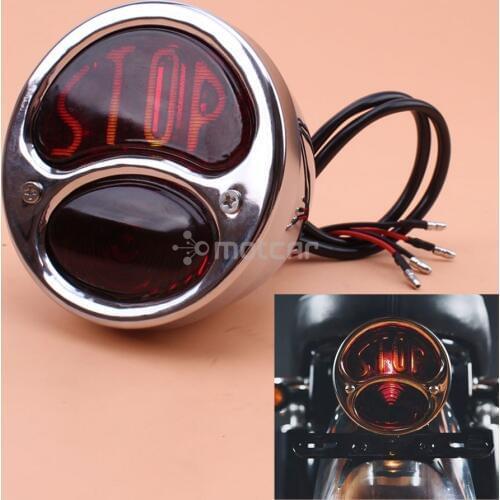 Motorcycle Chrome Metal Retro Rear Brake Tail Stop Light High Power Universal Fit For Harley Bobber Chopper Yamaha Suzuki Shadow