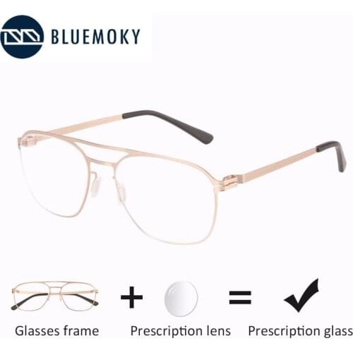 BLUEMOKY Prescription Glasses Men Metal Square Frames Photochromic Anti Blue Light Eyewear Optical Myopia Progressive Eyeglasses