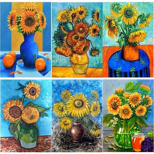 DIY 5D Diamond Painting Sunflower Flower Diamond Embroidery Full Square Round Drill Scenery Cross Stitch Kits Home Decor Gift