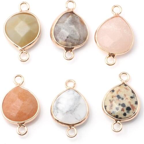 Explosive Natural Stone Connector Water Drop Faceted Crystal Agate Mixed Stones Chain Necklace Accessories for Jewelry Bracelets