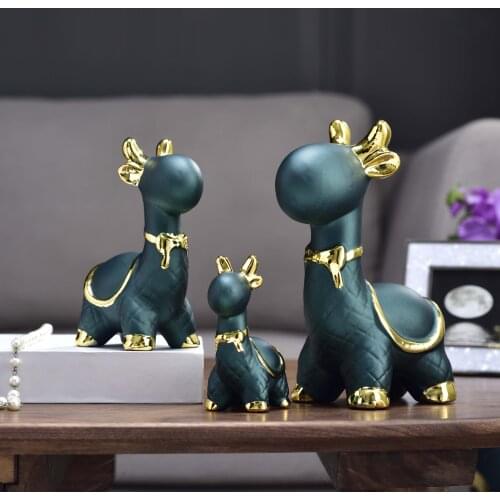 Nordic Lucky Deer Ceramic Ornaments Art Home Livingroom Desktop Statue Crafts Porch TV Cabinet Coffee Table Figurines Decoration