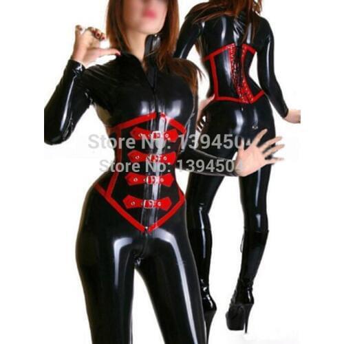 2017 New hot exotic handmade female women Latex Catsuits with corset full Suit Fetish Uniform tight cekc lingerie Costumes