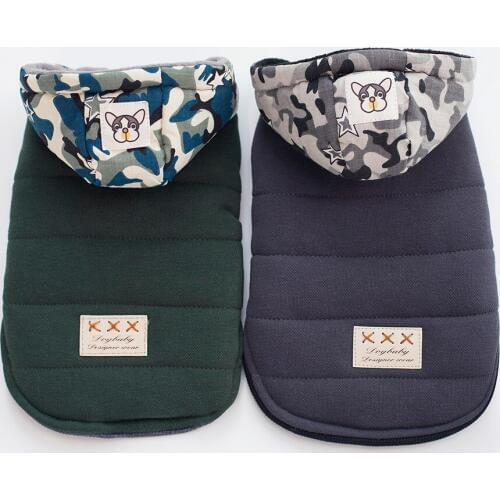 Dog Cat Coat Jacket Camo Hat Pet Puppy Hoodie Winter Warm Clothes Apparel 5 sizes 2 Colours Available