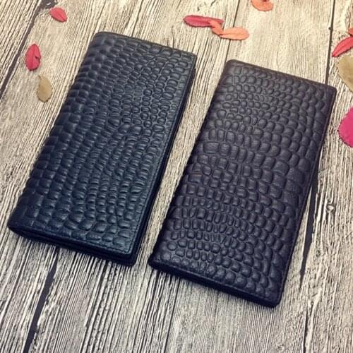 Simple Long Wallet Mens And Womens Purse Cow Leather Embossed Carry Soft Wallet New Business Essential Mens Wallets