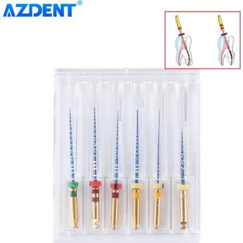 AZDENT Dental Thermally Activated Nickel-titanium Root Canal File Endo Forming Files 25mm Flexible 6pcs Engine Use Dentistry