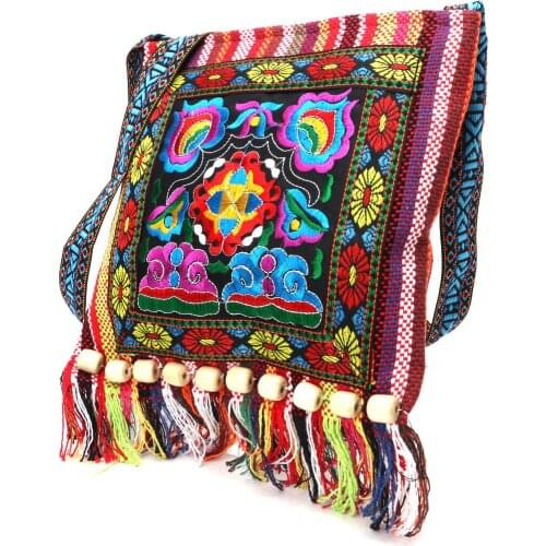 Local stock Retro Embroidery Boho Tote Messenger Ethnic Tassel Shoulder Bag Hippie Crossbody