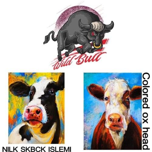 European and American fashion DIY cartoon animal cow Spanish bullfight Iron On patches for children heat transfer stickers