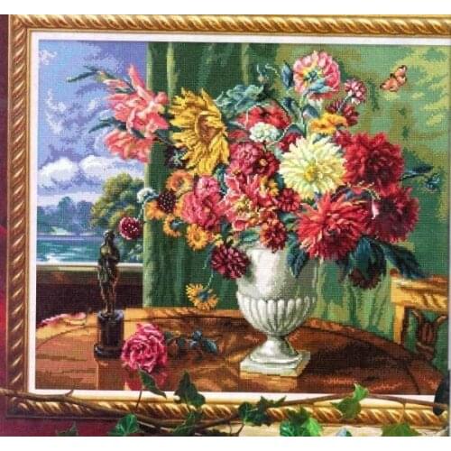 Vase bouquet on the Flower Cross Stitch Kit Needlework 14CT Unprinted Embroidered paintings Top Quality DIY Handmade Decoration