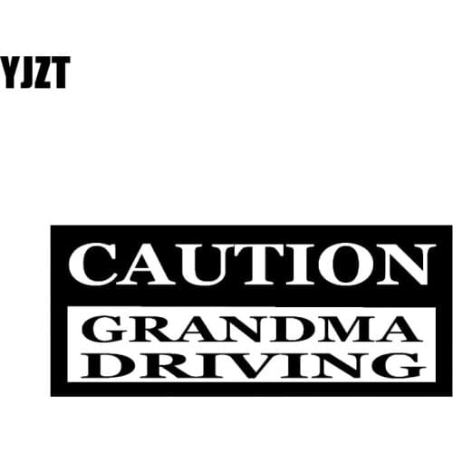 YJZT 13CM*5.6CM GRANDMA DRIVING STICKER FUNNY CAR STICKER VINYL DECAL Black/Silver C10-01908