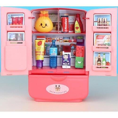 1 Set Puzzle Simulation Fun Smart Refrigerator Toys Home Appliances Children Pretend Play Double Door Fridge Kitchen Toy
