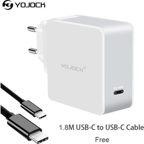 YOJOCK USB Type-C PD Charger 60W Power Delivery Portable Wall Charger Adapter for iPhone X/8 Plus/8, Macbook, Nintendo Switch