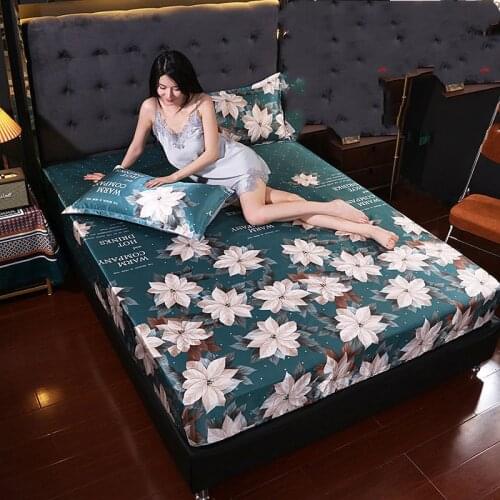 European Style Jacquard Thick Ice Silk Fitted Sheet, Summer Mat, Non-Slip Fixed Simmons Bedspread, Machine Washable