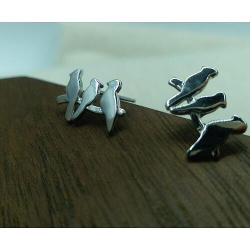 Fashion birds tree 100% pure 925 sterling silver earrings cute bird stud earrings for women girls female jewelry gifts