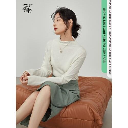 FANSILANEN Women Winter Sweater Clothes Women Half High Collar Wool Bottoming Shirts White 100 Pure Wool Sweater Black Pullovers