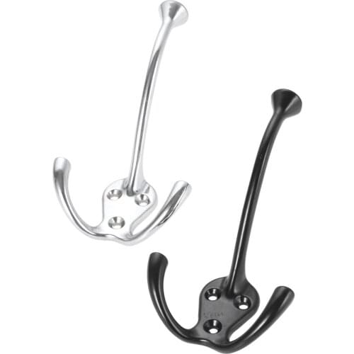 1Pc Black/Silver Zinc Alloy Wall Mount Hooks Clothes Hat Bag Towel Hanger Furniture Hardware 110*70*65MM