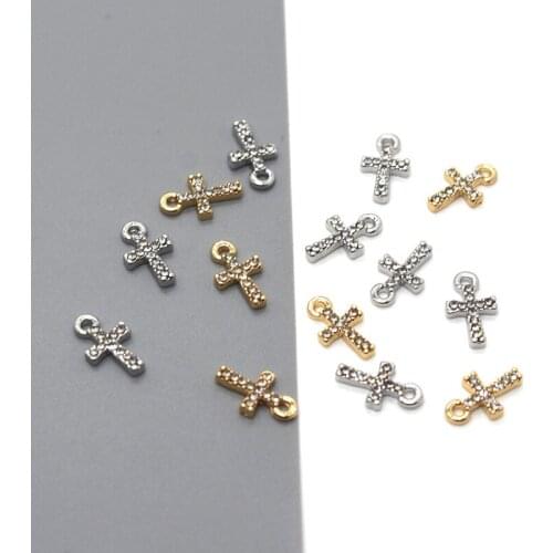 10pcs/lot Dainty Cross Charm Pendant Cubic Zirconia Charms Diy Necklace/Bracelet for Jewelry Making Findings Supplies