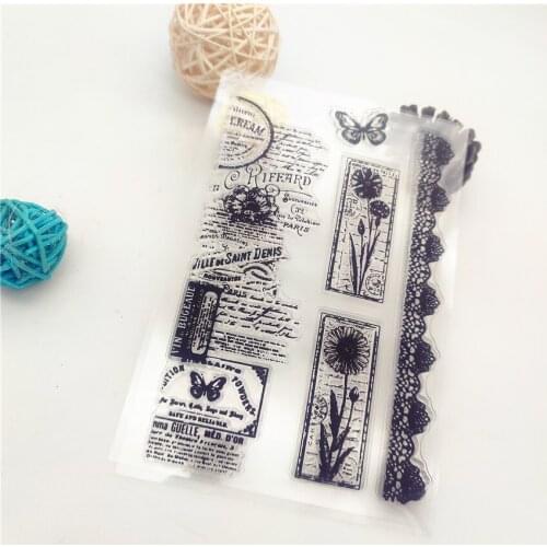 11*16CM Lace Flowers Transparent Seal Clear Stamps Silicone Seal Roller Stamps DIY Scrapbook Album / Card Christmas Wedding