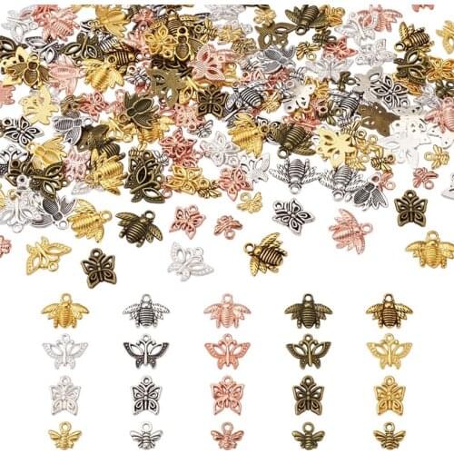 200pcs/set Alloy Pendants Charms Bees & Beetle & Butterfly for Jewelry Making DIY Bracelet Necklace Accessories Finding