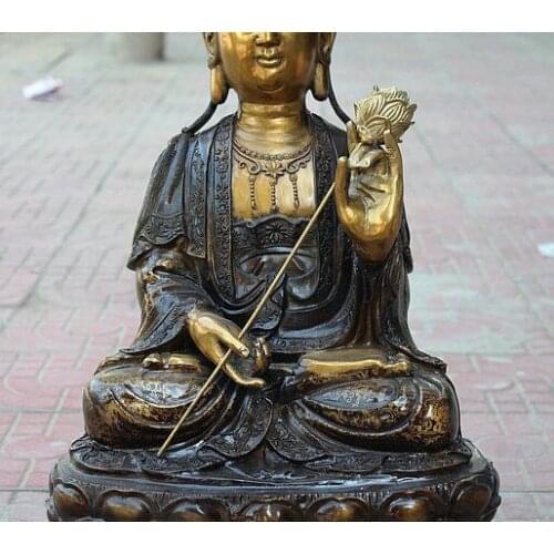 22" China Temple Bronze Gilt Kwan-yin GuanYin Goddess Bodhisattva Buddha Statue 160817