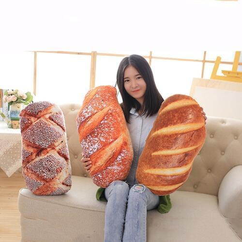 3D Creative Bread Pattern Pillow Funny Printing Soft Massage Neck Pillow Filler Cervical Health Care Pillow 50cm 70cm Plush toy