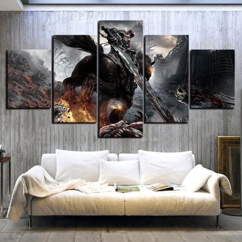 5 Piece HD Picture Kinght War Darksiders Game Poster Paintings Fantasy Wall Art Decorative Paintings for Home Decor