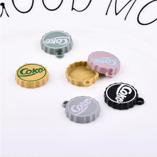 50pcs/lot color alloy Spray paint bottle cap shape handmade charms diy jewelry earring/bracelet/apparel pendants accessory