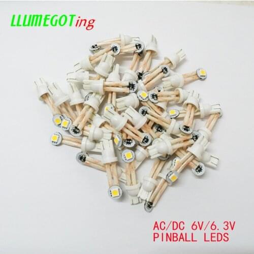 50pcs 194 T10 #555 Wedge Base with Flexible Wire Various Color Non polarity AC DC 6V 6.3V Pinball Game Machine Led Bulbs