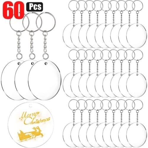 Acrylic Transparent Star Heart Oval Discs Keychain Blanks Tassel Jewelry Making