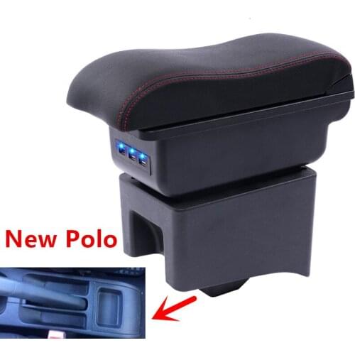 Car Armrest Case For VW Polo Armrest Central Store Content Storage Box With Cup Holder Ashtray