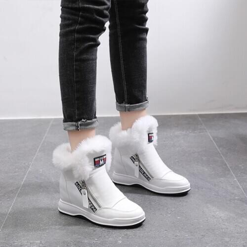 Winter Platform Boots Women Sneakers Shoes Woman High Top Casual Shoes Wedge Zipper Booties Warm White Botas Mujer Invierno