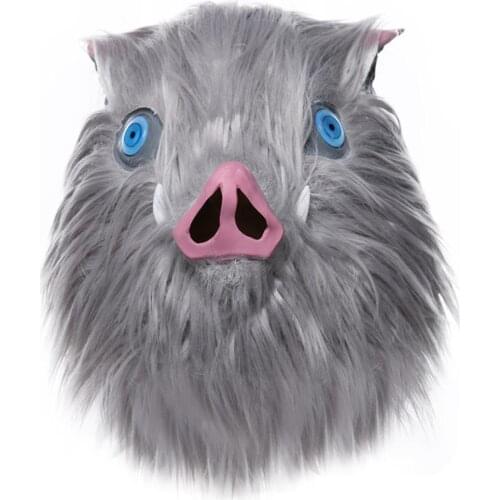 Fast delivery Demon Slayer Hashibira Inosuke Mask Cosplay Kimetsu no Yaiba Further Feather Latex Mask Party Prop Christmas gift