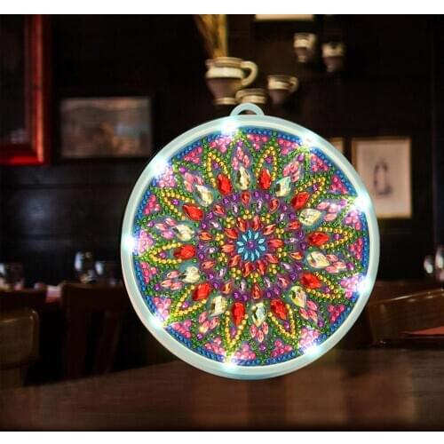 DIY Diamond Painting Led Light Mandala Drill Cross Stitch Embroidery Number Kit Lamp for Bedroom Bedside Art Craft Home Decor