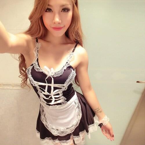 French Apron Maid Costume Women Sexy Lingerie Cosplay Servant Lolita Hot Babydoll Dress Uniform Erotic Role Play женская одежда