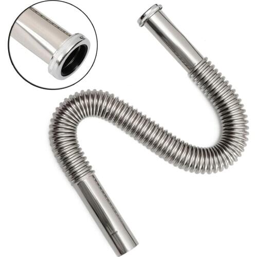 Stainless Steel Flexible Sink Pipe Deodorant Basin Extension S Trap Drain Hose Pipes Plumbing Fittings