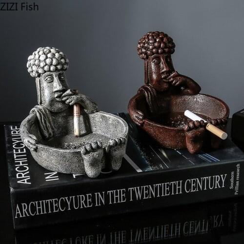 Resin Ashtray Ornaments Creative Figure Sculpture Ashtray Household Office Cigar Ashtray Smoking Accessories Christmas Present