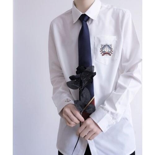 Jk/dk Uniform Long Sleeve Shirt for Men New Spring Autumn Japanese Style Boat Anchor Embroidered Slim Fit Shirt Men Clothing