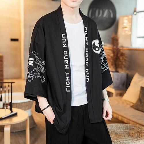 Kimono Cardigan Male Long Trench Coat Japanese Robe Men Samurai Cosplay Asian Clothes Online Chinese Store Haori Kimonos FF2428