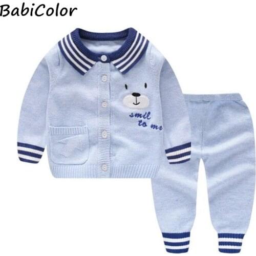Girls Boys Suit Fall Baby Boys Girls Clothing Sets Winter knitting Pullover Sweater+Pants Infant Boys Knit Tracksuits