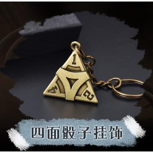 Game Identity V Jack Michiko Geisha Metal Triangle Dice Keychain Charms Bags Pendant Keyring Unisex Halloween Cosplay Party Prop