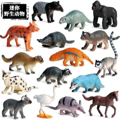 16Pcs Simulation Mini Wild Animal Model Koala Raccoon Pangolin Cute Plastic Toy Childrens Collection Gifts